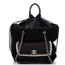 Coco Neige Shopping Tote Shearling with Quilted Nylon and Calfskin Large
