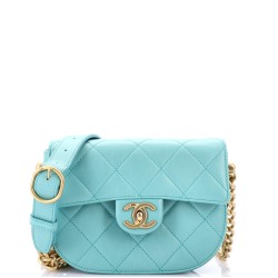 Moon Flap Messenger Bag Quilted Calfskin Mini