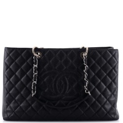 Grand Shopping Tote Quilted Caviar XL