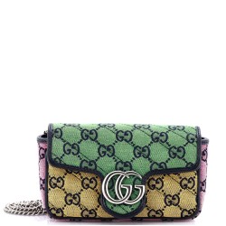 GG Marmont Flap Bag Diagonal Quilted GG Canvas Super Mini