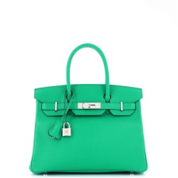 Birkin Handbag Vert Jade Epsom with Palladium Hardware 30