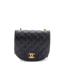 CC Full Flap Saddle Messenger Quilted Calfskin Mini