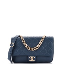 Chain Handle CC Flap Bag Quilted Caviar with Studded Detail Large
