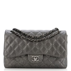 Classic Double Flap Bag Quilted Metallic Caviar Jumbo