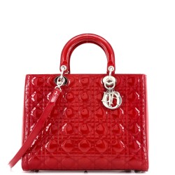 Lady Dior Bag Cannage Quilt Patent Large