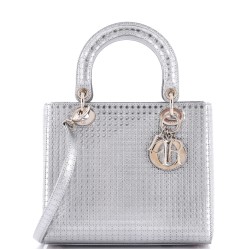 Lady Dior Bag Micro Cannage Metallic Calfskin Medium