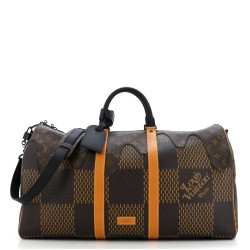 Nigo Keepall Bandouliere Bag Limited Edition Giant Damier and Monogram Canvas 50