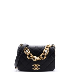 Pearl Boy Chain Flap Bag Quilted Calfskin Mini