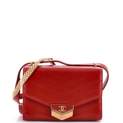 Medal Envelope Flap Bag Chevron Calfskin Small
