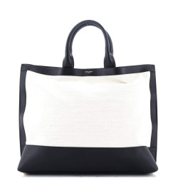 Two Tone Cabas Tote Canvas with Leather Large