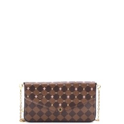 Felicie Pochette Flower Printed Studded Damier