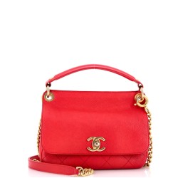 CC Top Handle Flap Bag Stitched Caviar Small