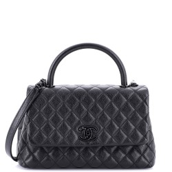 So Black Coco Top Handle Bag Quilted Caviar Small