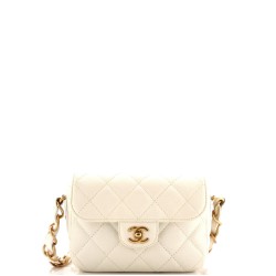 CC Adjustable Strap Flap Messenger Bag Quilted Caviar Mini