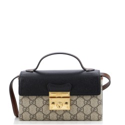 Padlock Top Handle Bag GG Coated Canvas and Leather Mini