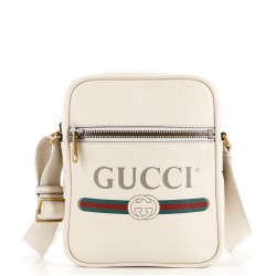 Logo Zip Messenger Bag Printed Leather Small