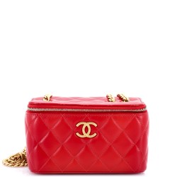 All Slide Long Vanity Case with Chain Quilted Lambskin Small