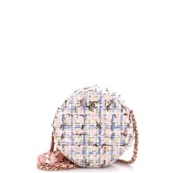 Lifesaver Round Clutch with Chain Quilted Tweed