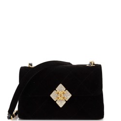 Diamond Lock CC Flap Bag Quilted Velvet with Crystals Mini