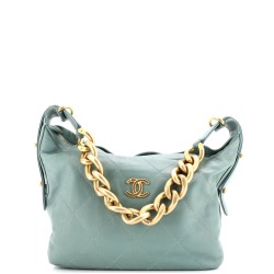 Daily Belted Chain Handle Hobo Quilted Calfskin Small