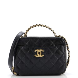 Pick Me Up Logo Handle Vanity Case Quilted Caviar Small