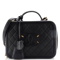 Filigree Vanity Case Quilted Caviar Large