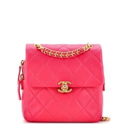 Chain Melody Flap Backpack Quilted Caviar Small