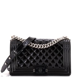Boy Flap Bag Quilted Plexiglass Patent Old Medium