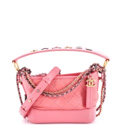 Gabrielle Hobo with Logo Handle Quilted Aged Calfskin Small