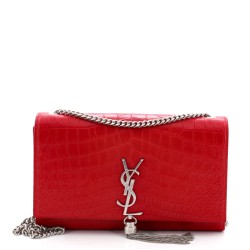 Classic Monogram Tassel Crossbody Bag Crocodile Embossed Leather Medium
