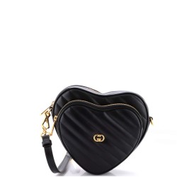 Interlocking G Heart Shoulder Bag Diagonal Quilted Leather Mini