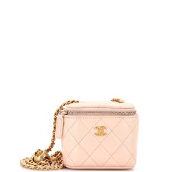 Pearl Crush Vanity Case with Chain Quilted Lambskin Mini