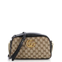 GG Marmont Shoulder Bag Diagonal Quilted GG Canvas Small