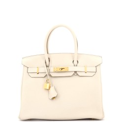 Birkin Handbag Light Clemence with Gold Hardware 30