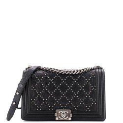 Boy Flap Bag Studded Quilted Distressed Calfskin New Medium
