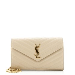 Classic Monogram Wallet on Chain Matelasse Chevron Leather Medium