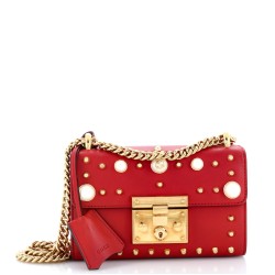 Pearly Padlock Shoulder Bag Studded Leather Small
