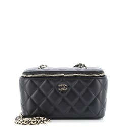Classic Vanity Case with Chain Quilted Lambskin Small