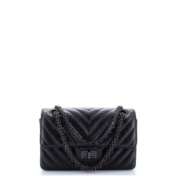 So Black Reissue 2.55 Flap Bag Chevron Aged Calfskin Mini