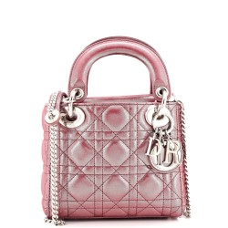 Lady Dior Chain Bag Cannage Quilt Iridescent Leather Mini