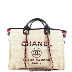 Deauville Tote Canvas with Striped Detail Medium