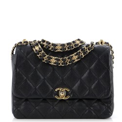 Coco First Flap Bag Quilted Caviar Small