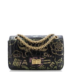 Reissue 2.55 Flap Bag Graffiti Crocodile Embossed Calfskin Mini
