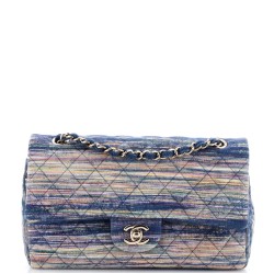 Classic Double Flap Bag Quilted Multicolor Denim Medium