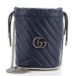 GG Marmont Bucket Bag Diagonal Quilted Leather Mini