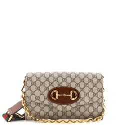 Horsebit 1955 Curved Flap Shoulder Bag GG Coated Canvas Small