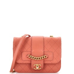 Front Chain Flap Bag Quilted Sheepskin Medium
