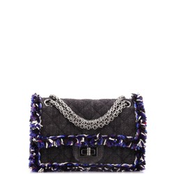 Reissue 2.55 Flap Bag Quilted Denim with Tweed Fringe 224