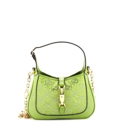 Jackie 1961 Chain Hobo Crystal GG Embellished Fabric with Lizard Mini