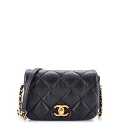 Nailed CC Full Flap Bag Quilted Calfskin Mini
